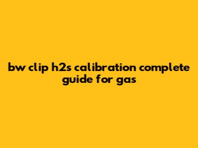 Bw Clip H2S Calibration: Complete Guide For Gas
