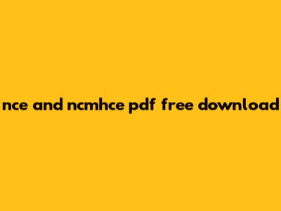 Nce And Ncmhce Pdf Free Download
