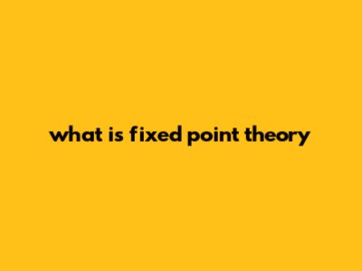 What Is Fixed Point Theory?
